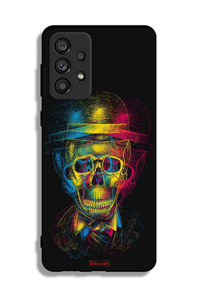 Tolwak غطاء حماية لهاتف سامسونج جالاكسي A73 5G بتصميم جمجمة وقبعة ملونة وفن خ...