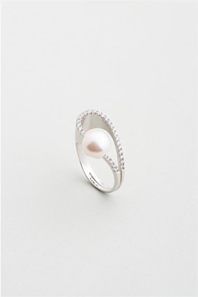 So CHIC... Alessia 18 Ayar Beyaz Altın Kaplama Gümüş İnci Yüzük