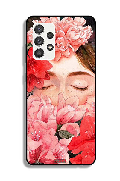 Tolwak Samsung Galaxy A32 5G Protective Case Cover Girl Face Hide In Flowers Art