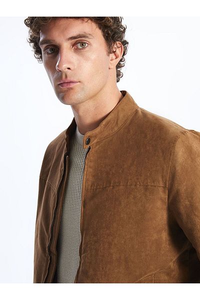 LC Waikiki Southblue Standard Fit Stand Collar Suede Men's Coat