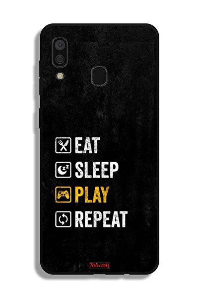 Tolwak غطاء حماية لهاتف Samsung Galaxy A20، تناول الطعام، النوم، اللعب، التكرار