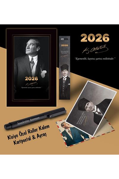 Mor kelebek 2026 İstikbal Atatürk Agenda Bookmark Пощенска картичка писалка - черна