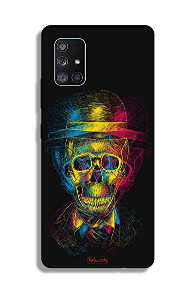 Tolwak غطاء حماية لهاتف سامسونج جالاكسي A71 5G بتصميم جمجمة وقبعة ملونة وفن خ...