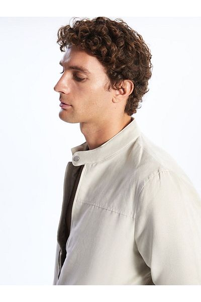 LC Waikiki Ecru Standard Fit Stand Collar Suede Men's Coat