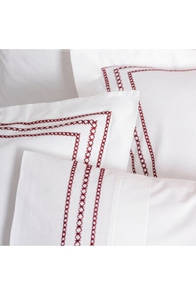 Cotton Box Luxury white bed linen with red embroidery, Cotton Box, Helya