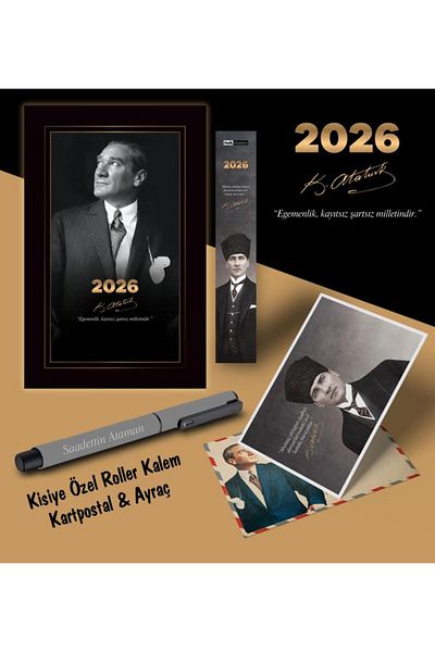 Mor kelebek 2026 İstikbal Atatürk Agenda Bookmark Писалка за пощенска картичка - сива