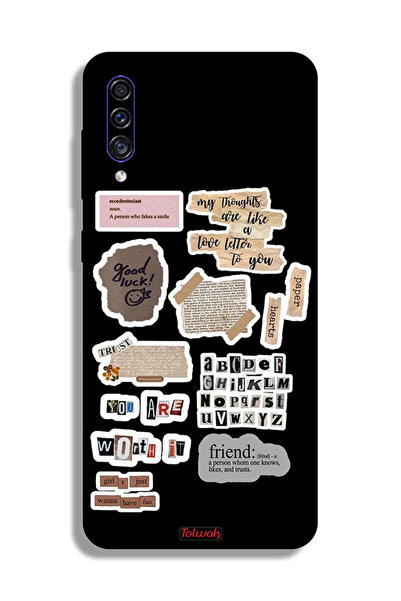 Tolwak غطاء حماية لهاتف سامسونج جالكسي A50 مع ملصقات اقتباسات الحظ السعيد