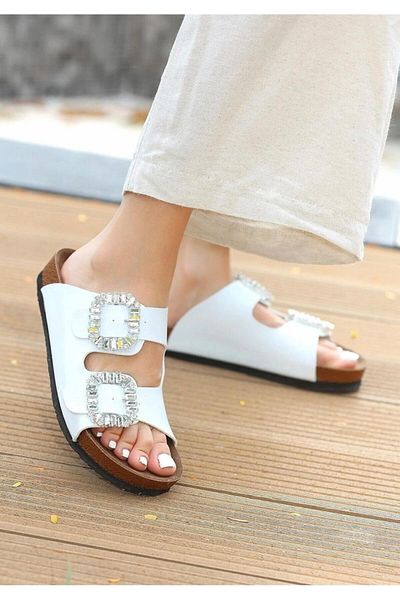MODA MHS Calpi̇n Stone Buckle Detail Daily Wear Slippers Beach Pool