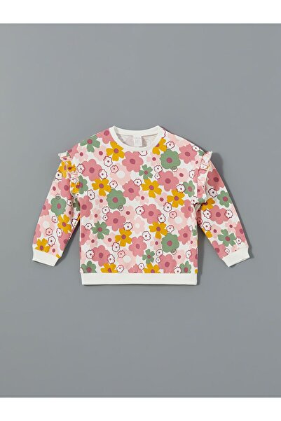 LC Waikiki Lcw Baby Crew Neck Floral Baby Girl Sweatshirt and Sweatpants Bottom 2-Piece