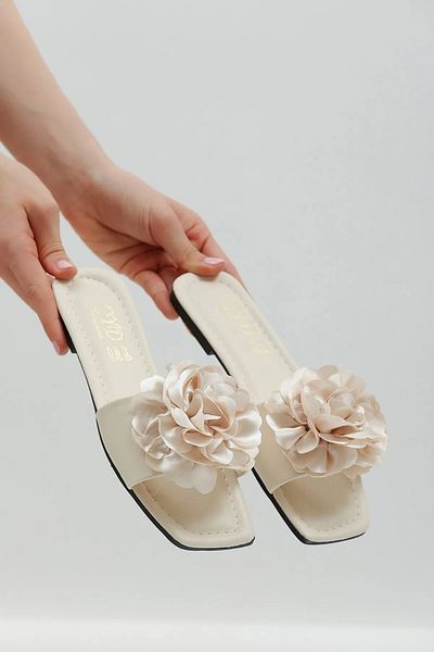 Altın Adım Thin Comfortable Sole Rose Patterned Daily House and Outdoor Slippers - Wedding and Guest Slippers