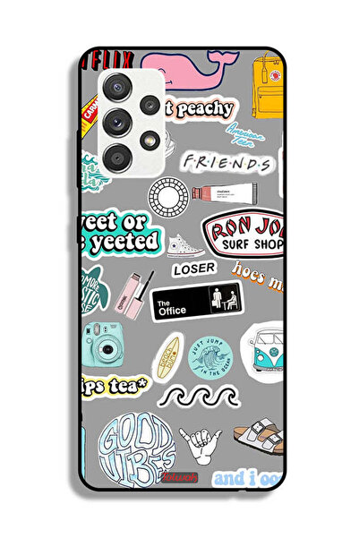 Tolwak Samsung Galaxy M32 5G Protective Case Cover Good Vibes Stickers