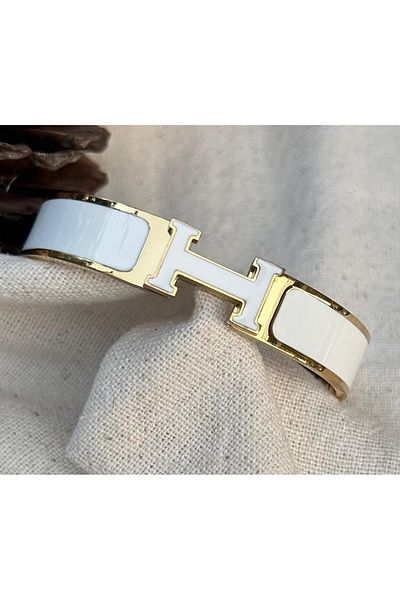 juleeco White Color Enamel Plated Hrm Brand Model Gold Steel Clamp (17.5cm)