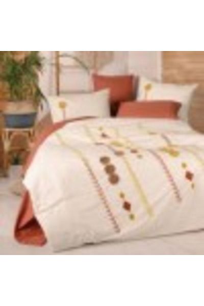 Cotton Box Lenjerie de pat dublu cu broderie etno, cearceaf pilota 200x220cm, Cotton Box, Amaris Caramiziu