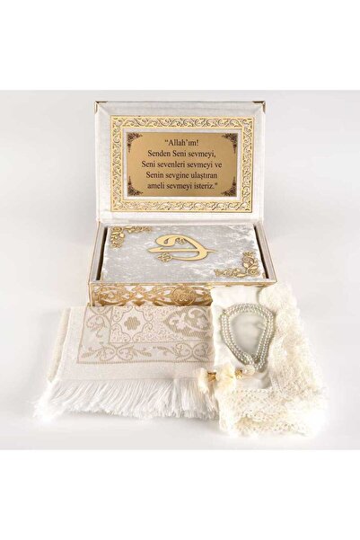 YİGİTECH Raşel Kutulu, Şal + Seccade + Tesbih + Kuran Hediye Seti (Orta Boy, ...
