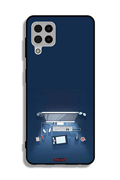 Tolwak غطاء حماية لهاتف سامسونج جالاكسي A22 4G بتصميم فني على مكتب الكمبيوتر