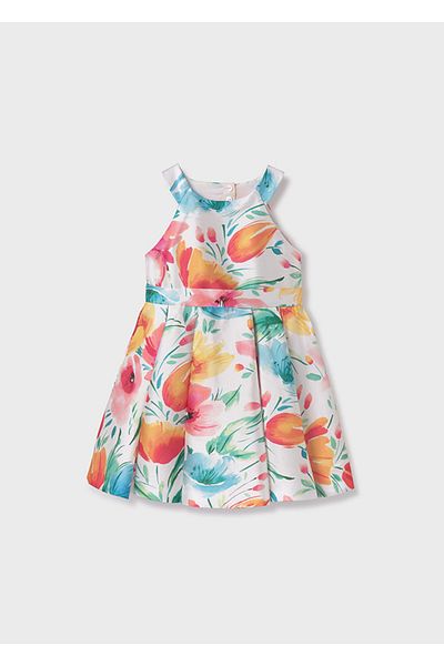 Abel & Lula Girl's Printed Floral Dress - Cream