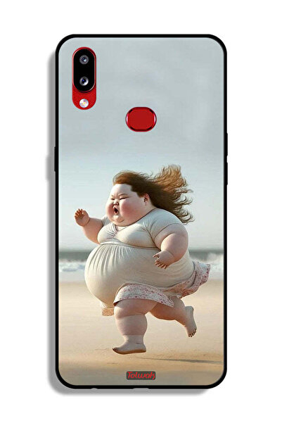 Tolwak غطاء حماية لهاتف Samsung Galaxy A10s بتصميم فتاة سمينة تركض