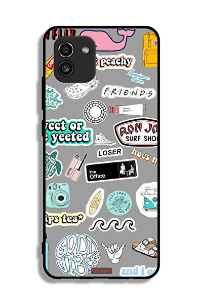 Tolwak Samsung Galaxy A03 Protective Case Cover Good Vibes Stickers