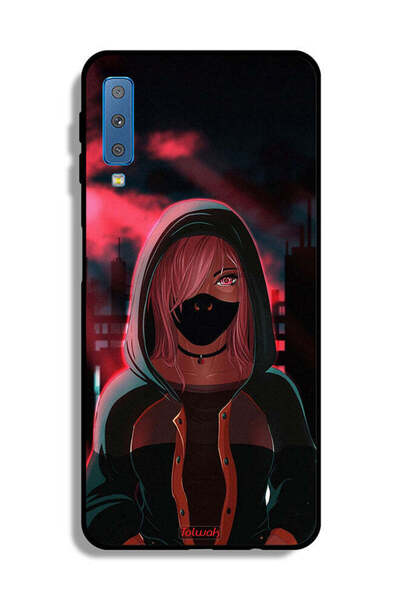 Tolwak غطاء حماية لهاتف Samsung Galaxy A7 (2018) بتصميم فتاة ترتدي قناعًا