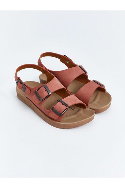 LC Waikiki Brown Double Strap Velcro Women's Sandals