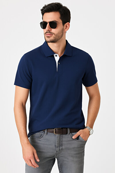 UOMOPARK Ανδρικό μπλουζάκι με γιακά πόλο Navy Bluemen 2127-2 Cool Touch Polo