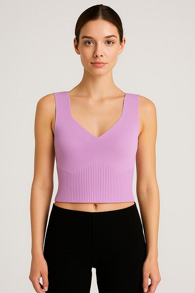 Kırçiçek V Neck Soft Textured Skirt Detailed Crop Blouse