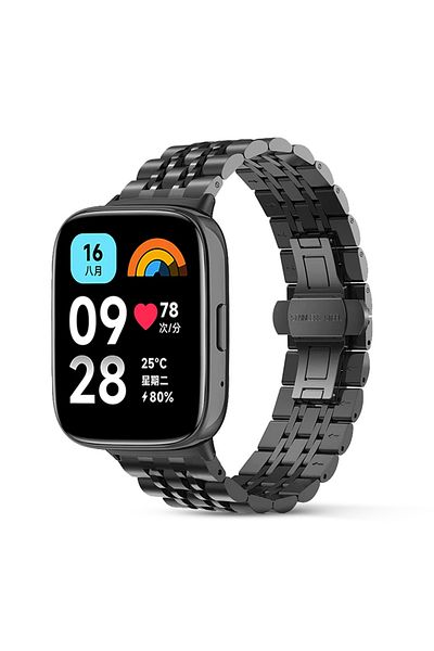 O Ozone Metal Watch Strap For Redmi Watch 3 Active/Redmi Watch 3 Lite - Black