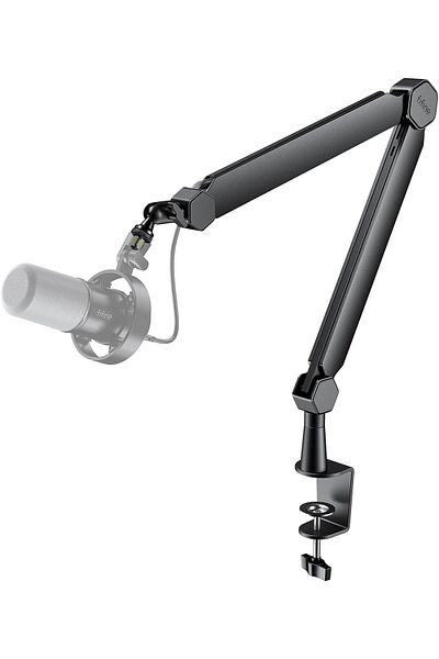Fifine Mic Boom Arm, Microphone Stand with Cable Management Channel, Fully Adjustable, Heavy Duty Me