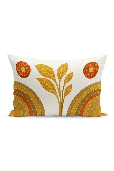 Bertille Home Husă de pernă imprimată digitală pe două părți (aspect de model de broderie Punch/Punch)