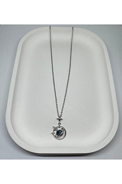 Li'Jewelry قلادة كوكب من الحجر الأزرق الفولاذي