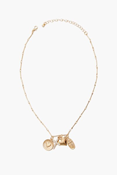 Forever 21 Taşlı Kalp Charm Kolye