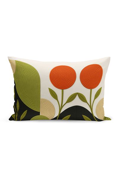 Bertille Home Husă de pernă imprimată digitală pe două părți (aspect de model de broderie Punch/Punch)