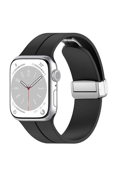 SKYDDAR INNOVATION Curea din silicon pentru Apple Watch 1/2/3/4/5/6/7/8/9/SE/SE 2 (38/40/41mm), W011 - Negru
