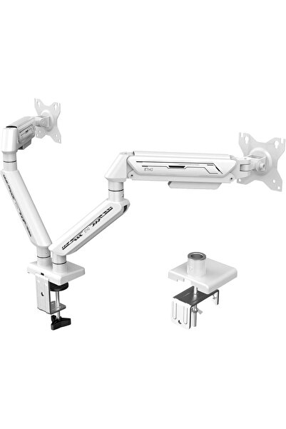 Generic ذراع شاشة مزدوج من ETHU، حامل شاشة زنبركي غازي قابل للتعديل يدعم شاشة مقاس 13-32 بوصة ووزن 9 كجم، مقاس متوسط ​​كامل