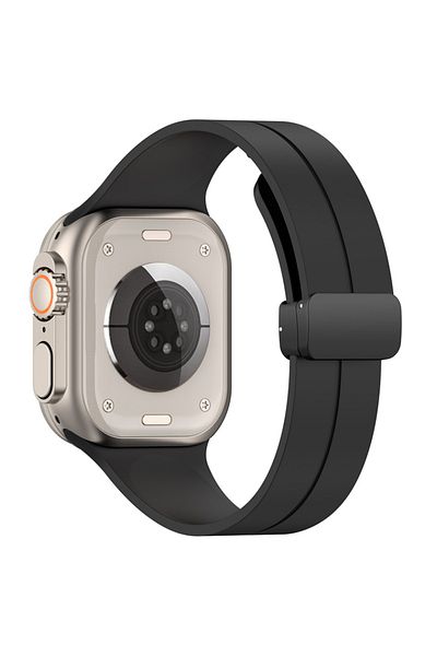 SKYDDAR INNOVATION Curea din silicon pentru Apple Watch 1/2/3/4/5/6/7/8/9/SE/SE 2 (38/40/41mm), W011 - Negru