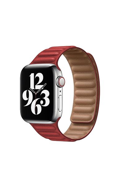 O Ozone Apple Watch Ultra 49mm / 45mm / 44mm / 42mm | Leather Magnetic Loop Watch Band Strap | Red