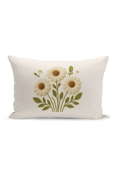 Bertille Home Husă de pernă imprimată digitală pe două părți (aspect de model de broderie Punch/Punch)