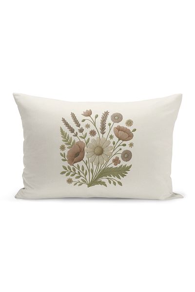 Bertille Home Husă de pernă imprimată digitală pe două părți (aspect de model de broderie Punch/Punch)