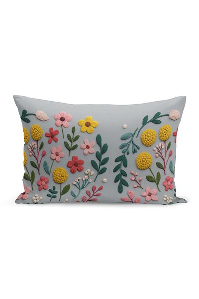 Bertille Home Husă de pernă imprimată digitală pe două părți (aspect de model de broderie Punch/Punch)