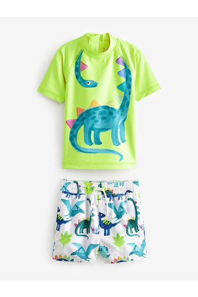 Next Baby Green Dinosaur Patterned Sunsafe Protection Swimsuit Set