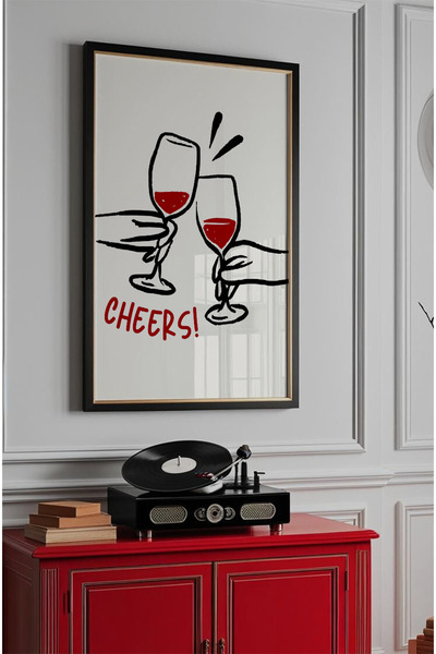 DES VU PRINT Cheers Poster, Şarap Temalı Çerçevesiz Poster