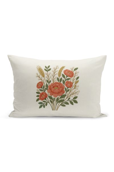 Bertille Home Double Side Digital Printed Throw Pillow Case (Punch/Punch Embroidery Pattern Look)