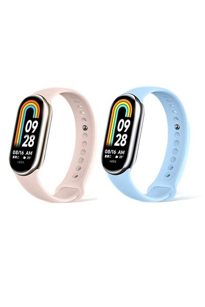O Ozone [Pack of 2] Silicone Strap for Xiaomi Mi Band 8 (Blue/Pink)