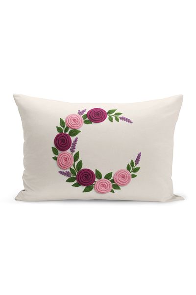Bertille Home Double Side Digital Printed Throw Pillow Case (Punch/Punch Embroidery Pattern Look)