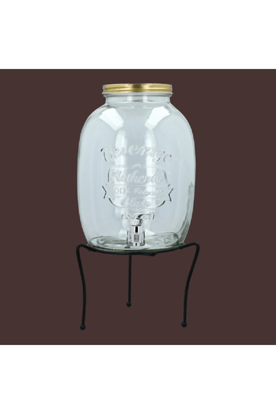 Bien Servi 2-Piece Elegant Glass Dispenser with Iron Stand Clear and Black