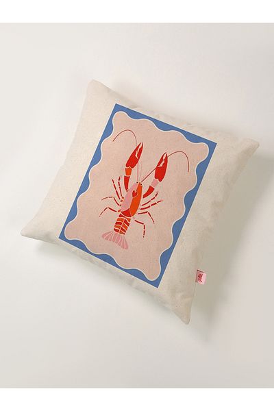 Galia Tasarım Μαξιλαροθήκη με στάμπα Marine Series Lobster Wave 45x45 cm