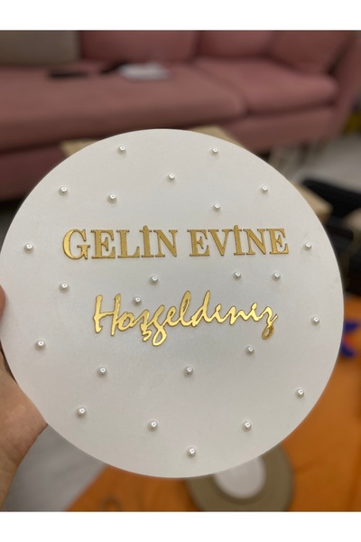 Boncukafası Welcome to the Bride's Home Gold Door Ornament 30 cm