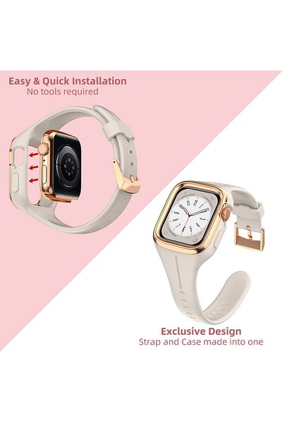 O Ozone Silicone Sports Band For Apple Watch Band 41mm 40mm 38mm - Beige