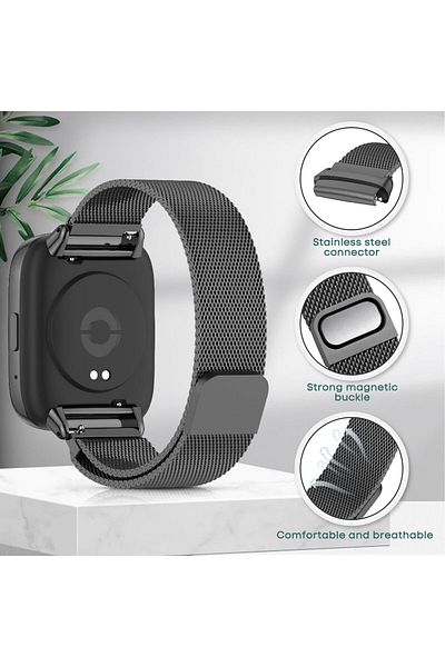 O Ozone Redmi Watch 3 Active/Redmi Watch 3 Lite Band | Milanese Loop Band | Black