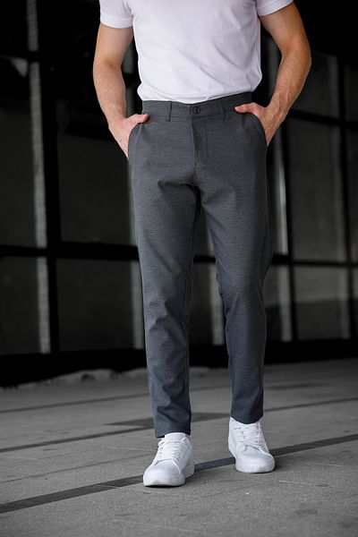 Ser Joven Men's Slim Fit Dark Anthracite Linen Trousers